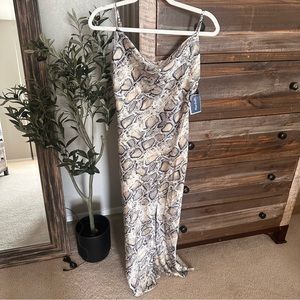 NWT Paper Heart snakeskin cowl neck midi dress size XS